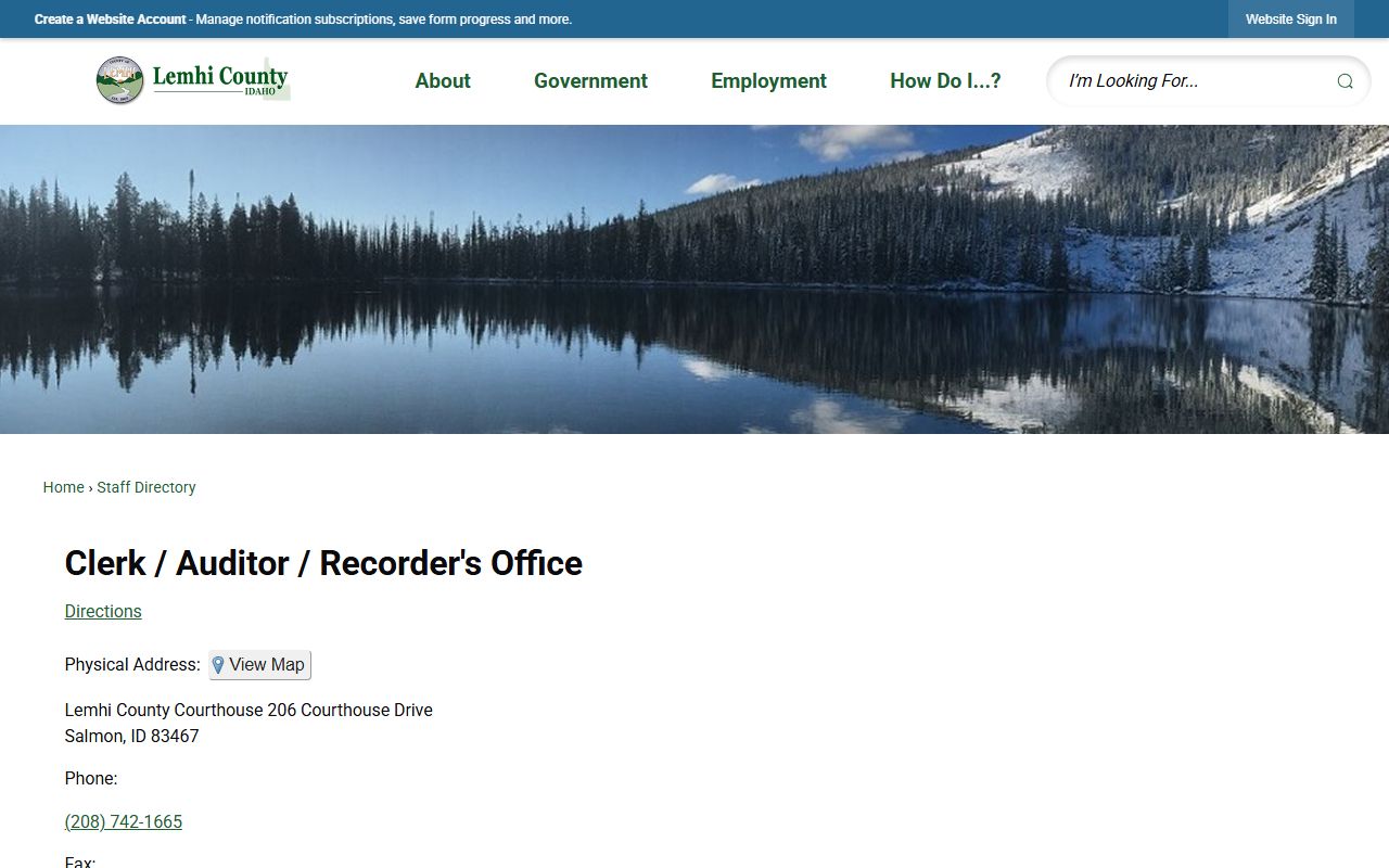 Lemhi County clerk records staff directory contacts
