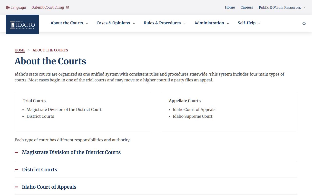Lemhi County District Court and Idaho court structure