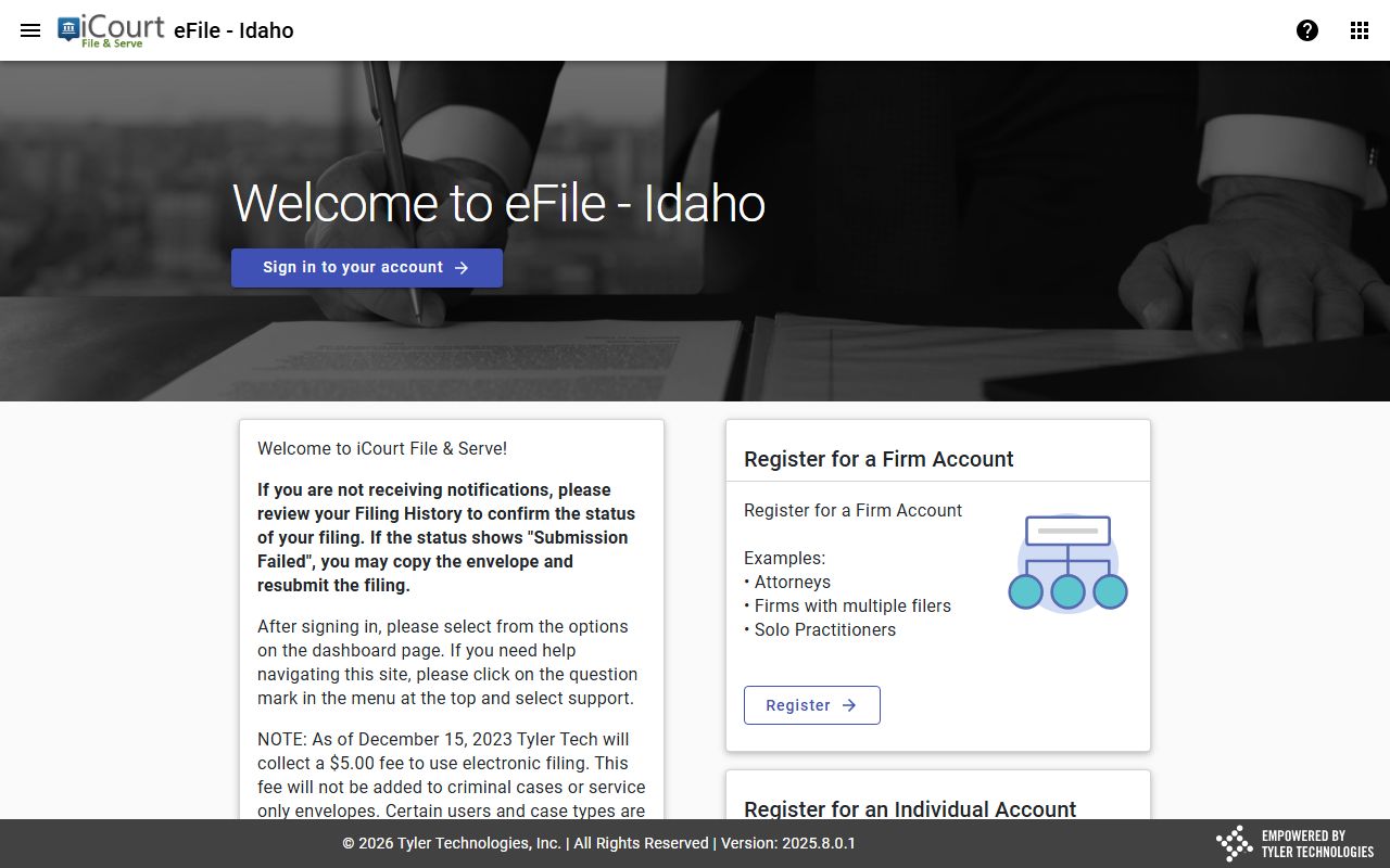 Lemhi County District Court File and Serve e-filing portal