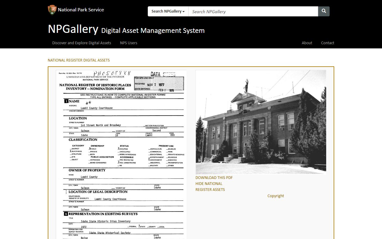 Lemhi County court records historic courthouse source