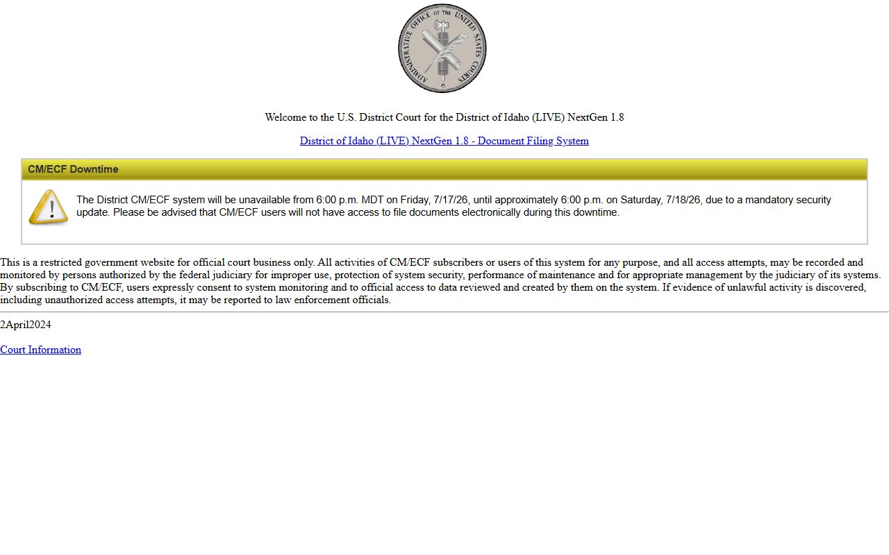 Lemhi County inmate records federal custody case distinction